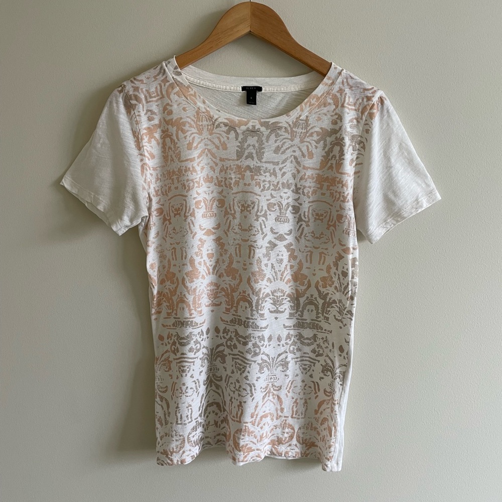 Size S J.CREW White Patterned T-Shirt